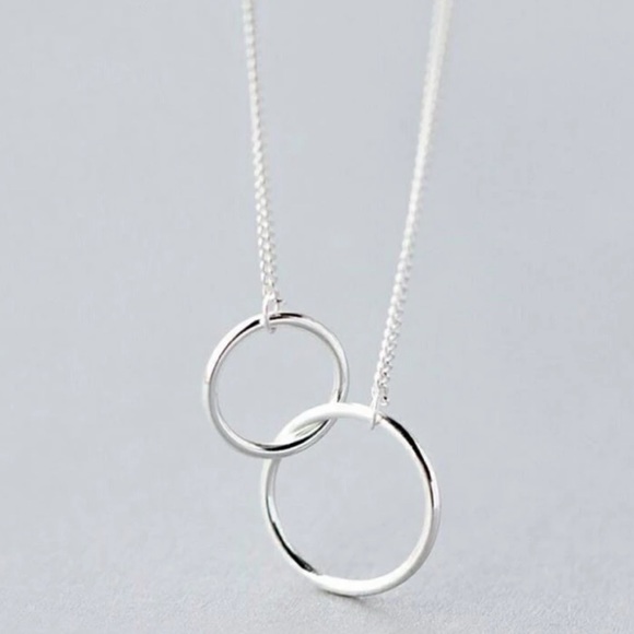 Jewelry - 925 STERLING SILVER DOUBLE CIRCLE NECKLACE, NICE NECKLACE, CUTE NECKLACE